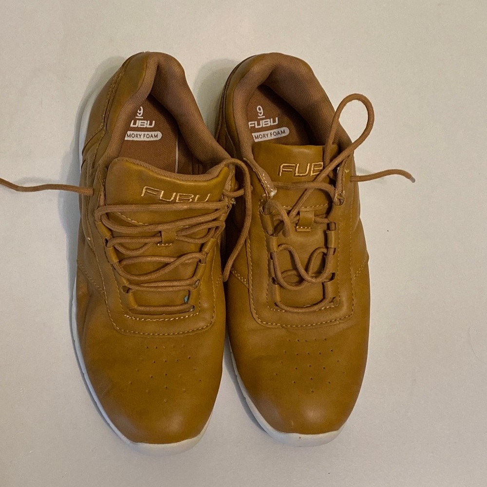 Mens Shoes CAMEL BROWN / RICH TAN FASHION SNEAKERS Faux Leather FUBU Size 9